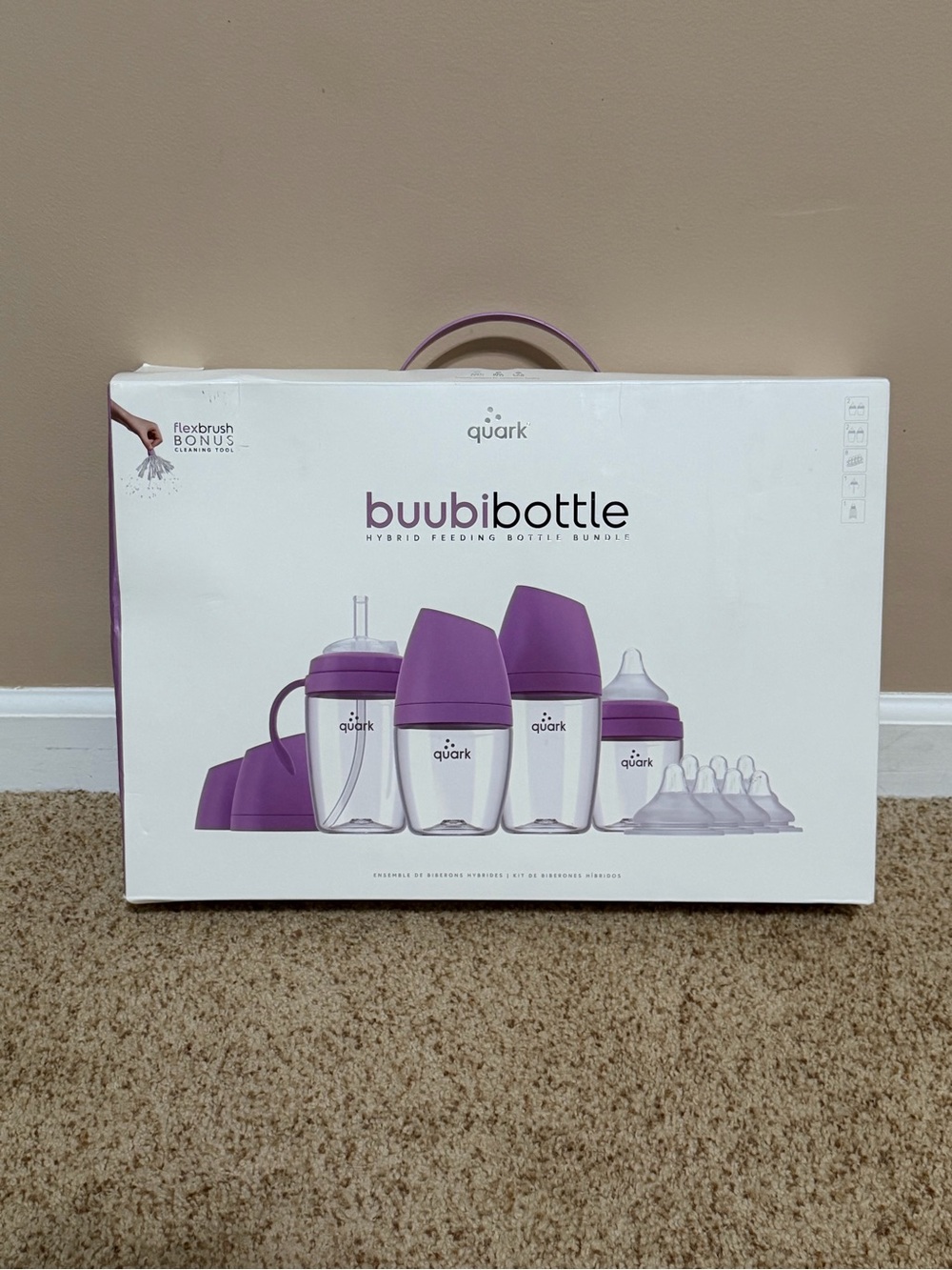 BuubiBottle Hybrid Feeding Bottle Bundle - Purple